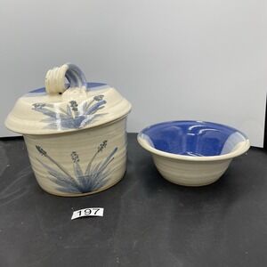 Studio Pottery Crick Lg 3 Pc Set Butterball Signed